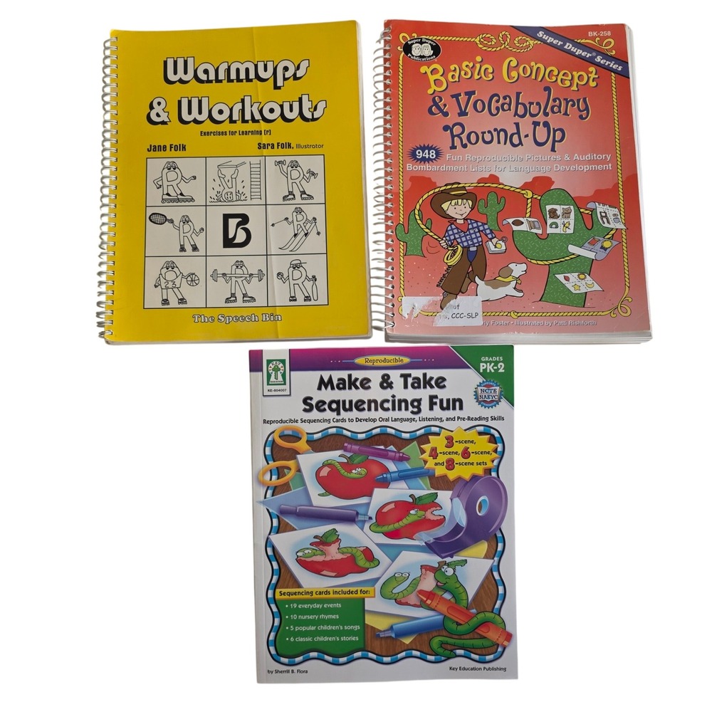 Lot 3 Speech Therapy Resource Bundle Super Duper Key‎ Education Speech Bin